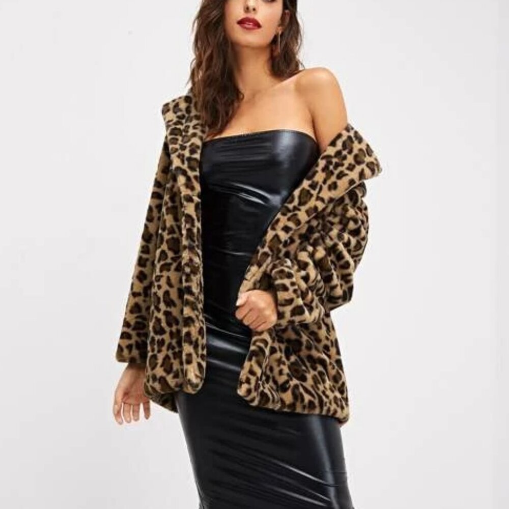 Leopard Print Jacket Womens Faux Fur Leopard Print Coat